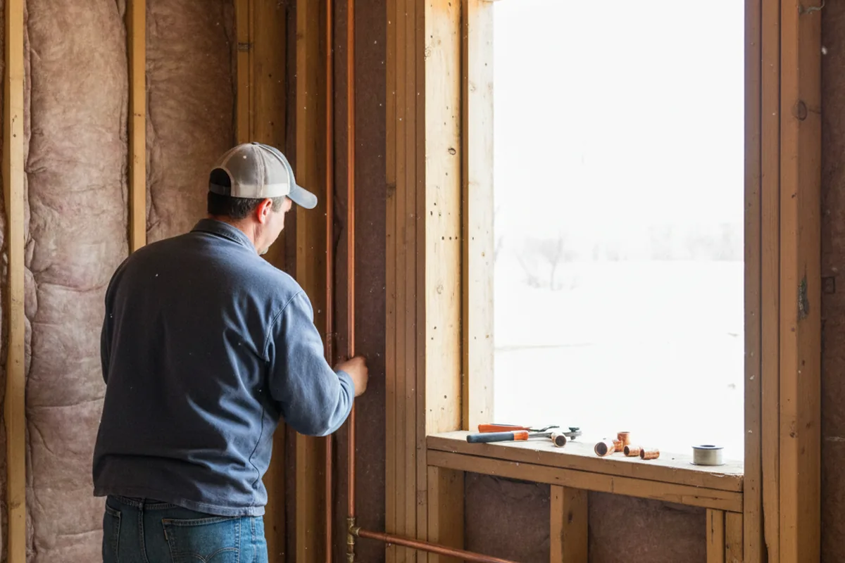 Licensed plumber running new copper supply lines in a Oconee home